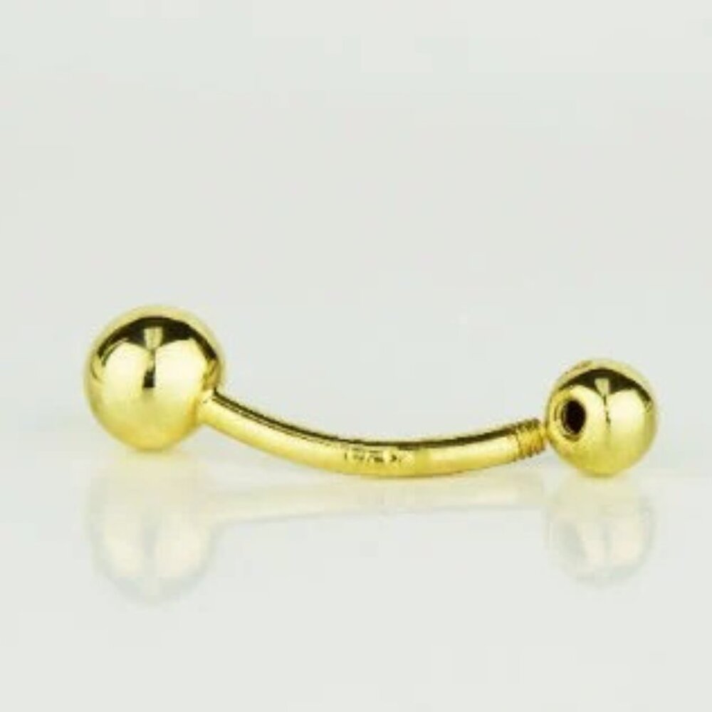New Yellow Gold Belly Button Ring Ball 14K Body Jewelry Piercing Women's Fashion